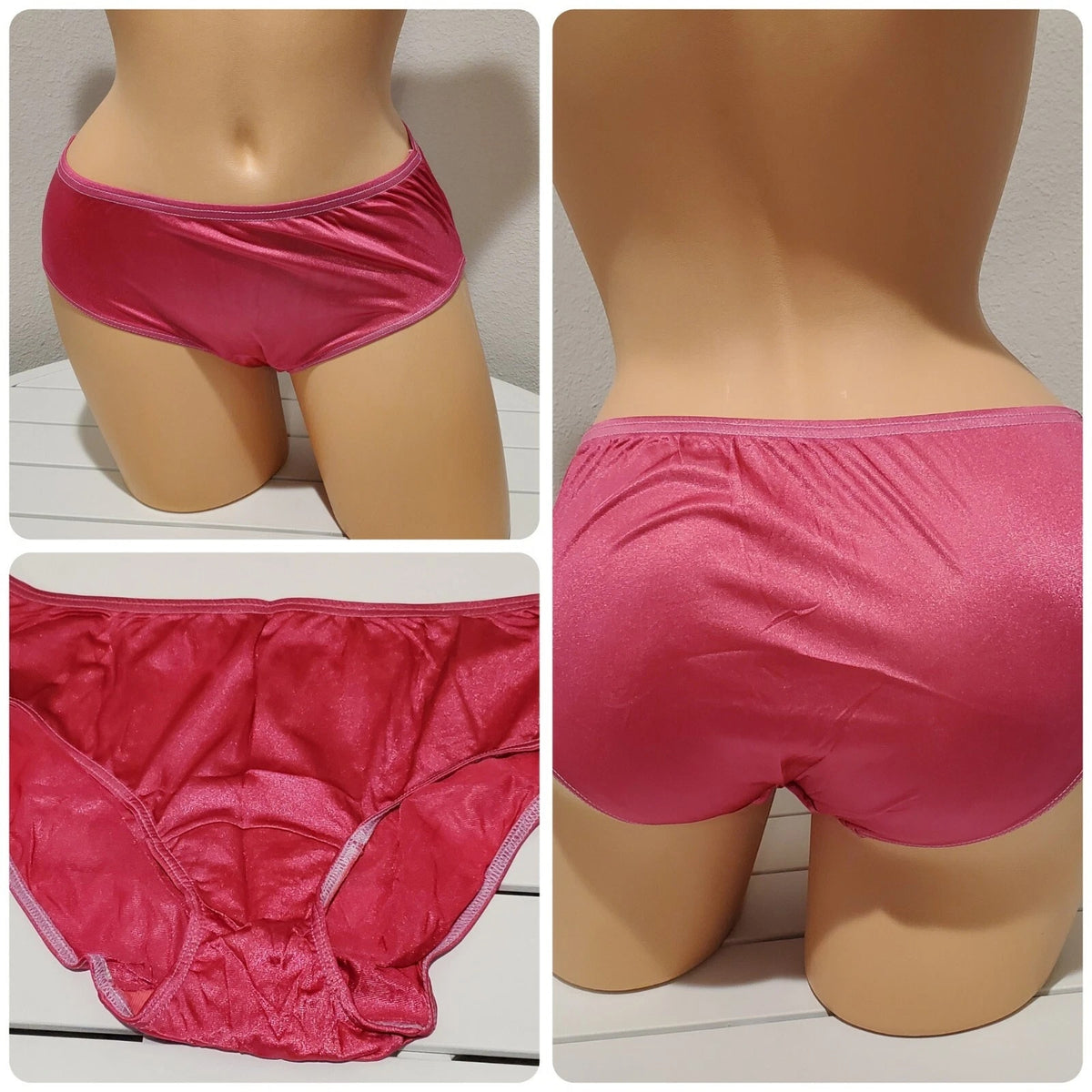 Shadowline 11032 Bikini Panty Shiny Nylon Full Cut Silky Pink Lily 6/M - Star Vintage & More