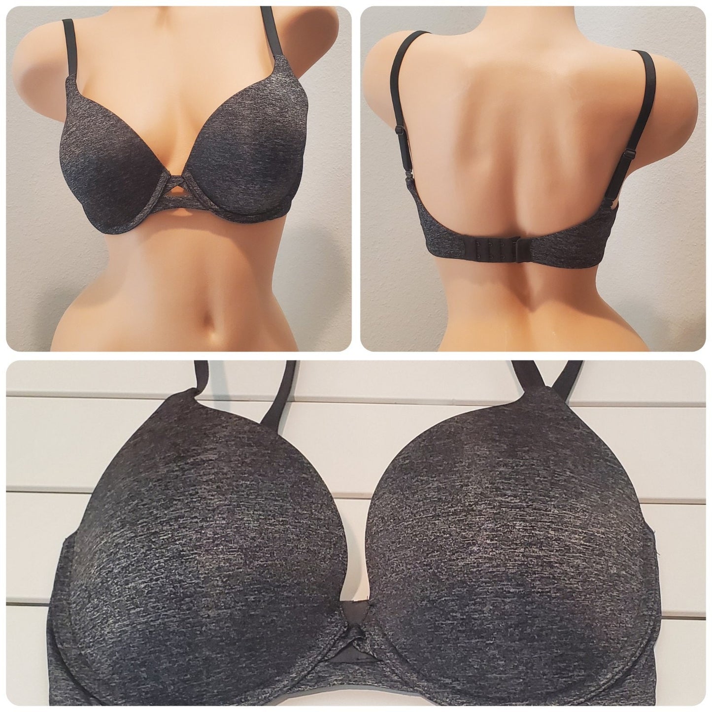 Victoria's Secret Perfect Shape Push-Up Bra Multiway Straps Marl Gray 32DD