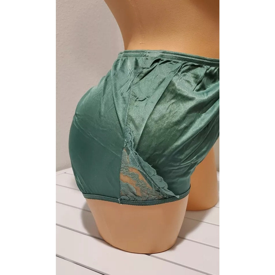 Vanity Fair Lace Nouveau Nylon Full Cut Panty Lace Shiny Kelly Green