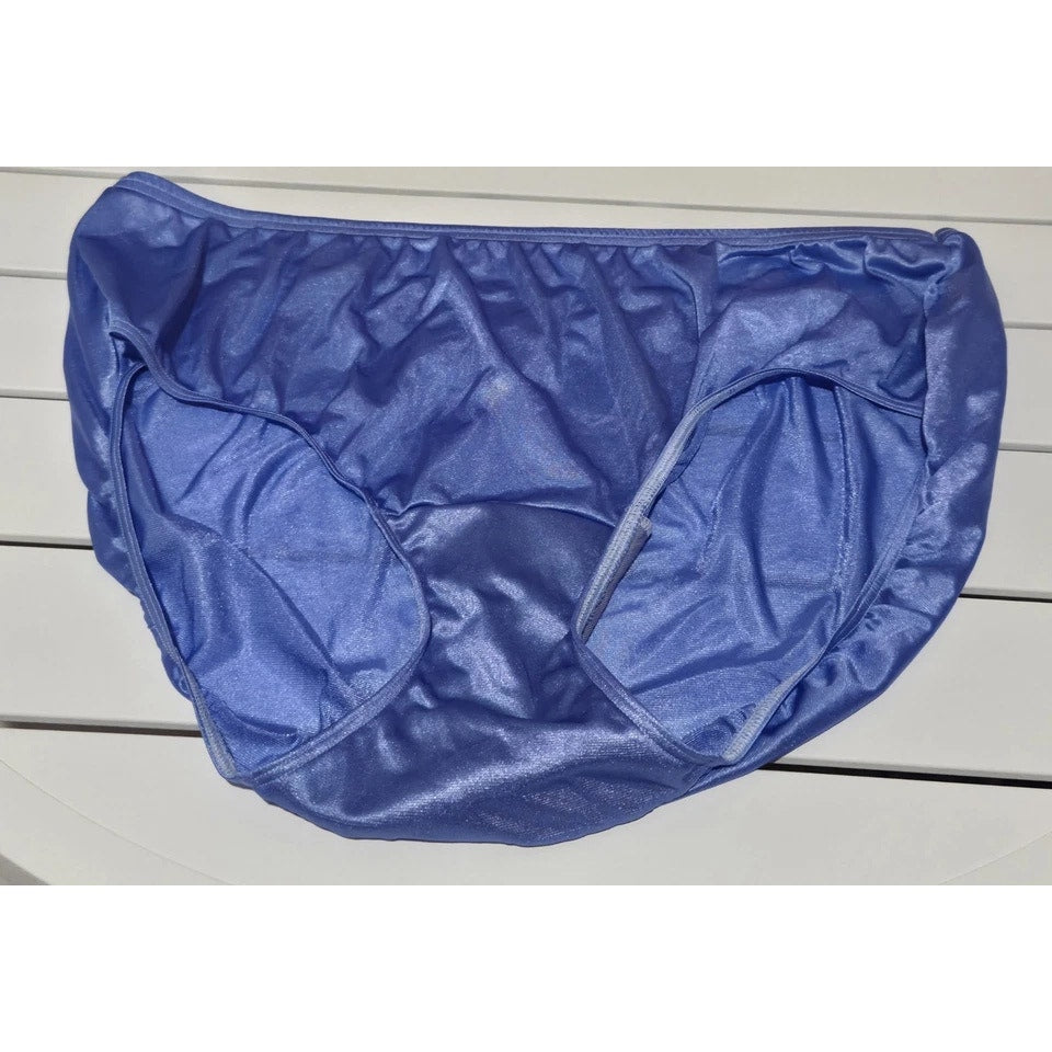 Shadowline 11032 Bikini Panty Shiny Nylon Full Cut Silky Maximum Blue