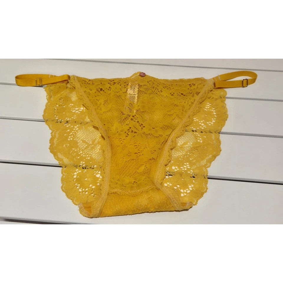 Victoria's Secret Dream Angels String Bikini Panty All Lace Sun Goddess Yellow 8