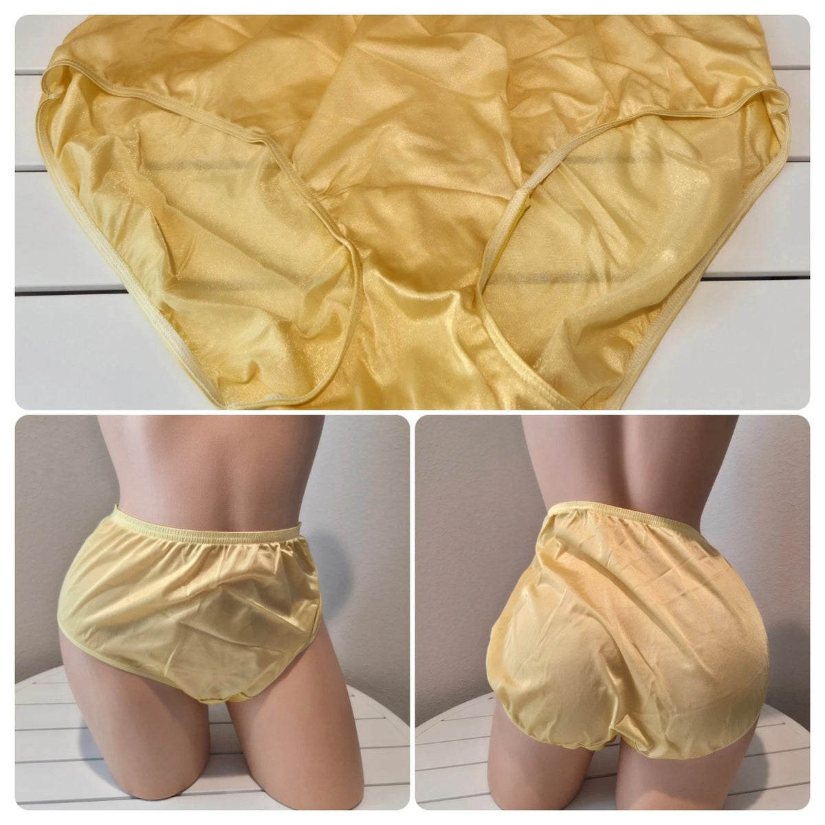 Shadowline 11032 Bikini Panty Shiny Nylon Full Cut Silky Sunbeam Yellow 10/3XL