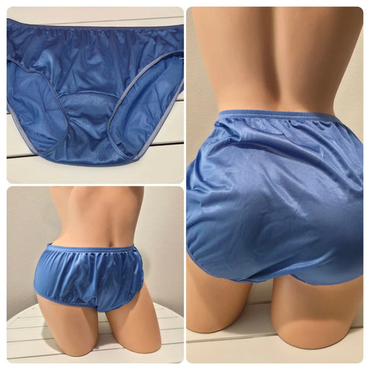 Shadowline 11032 Bikini Panty Shiny Nylon Full Cut Silky Zing Blue - Star Vintage & More Star Vintage And More LLC