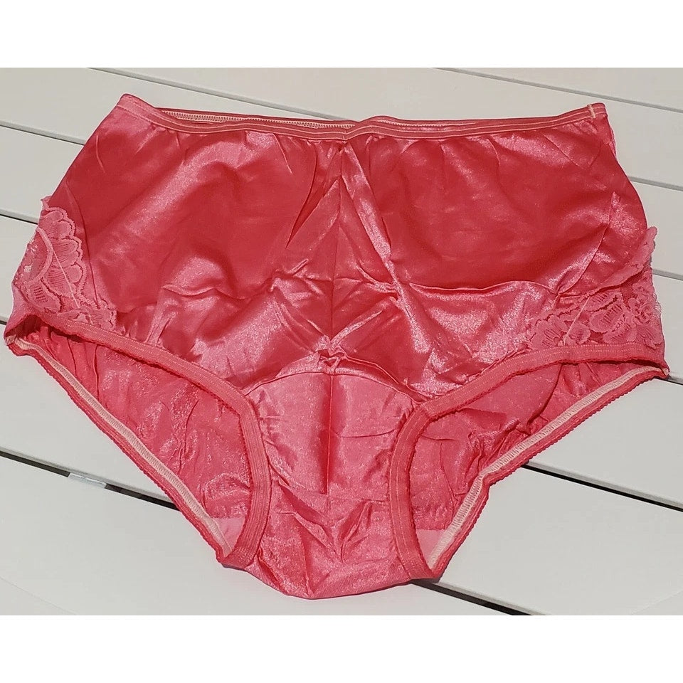Vanity Fair Lace Nouveau Nylon Full Cut Panty Lace Shiny Azalea Pink 9/2XL