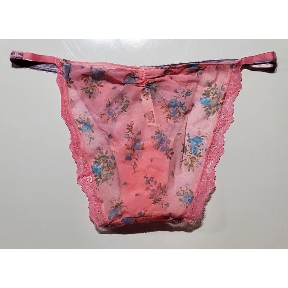Victoria's Secret Dream Angels Bikini Panty Sheer Floral Print Princess Pink