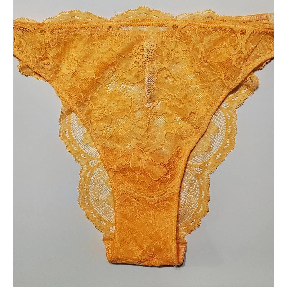 Victoria's Secret Double Shine Strap Brazilian Panty All Lace Electric Orange