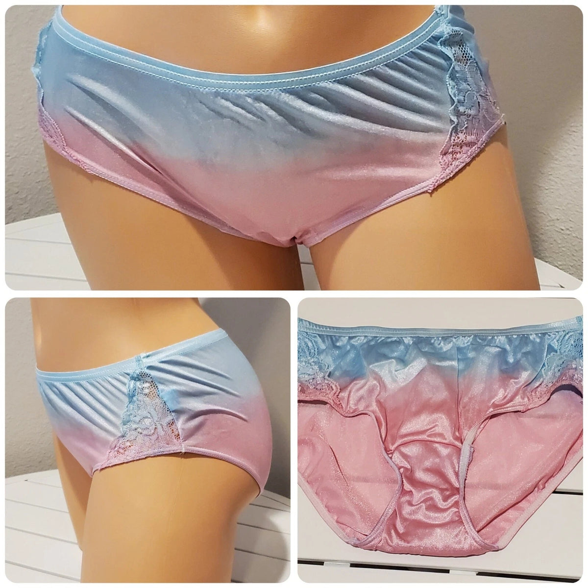 Shadowline 11182 Lace Insets Bikini Panty Nylon Bubble Pink Baby Blue Static 5/S - Star Vintage & More