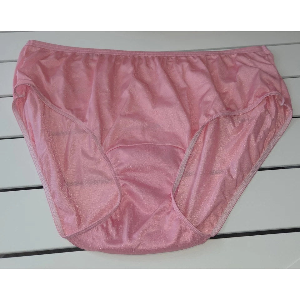 Shadowline 11032 Bikini Panty Shiny Nylon Full Cut Silky Bunny Pink 10/3XL