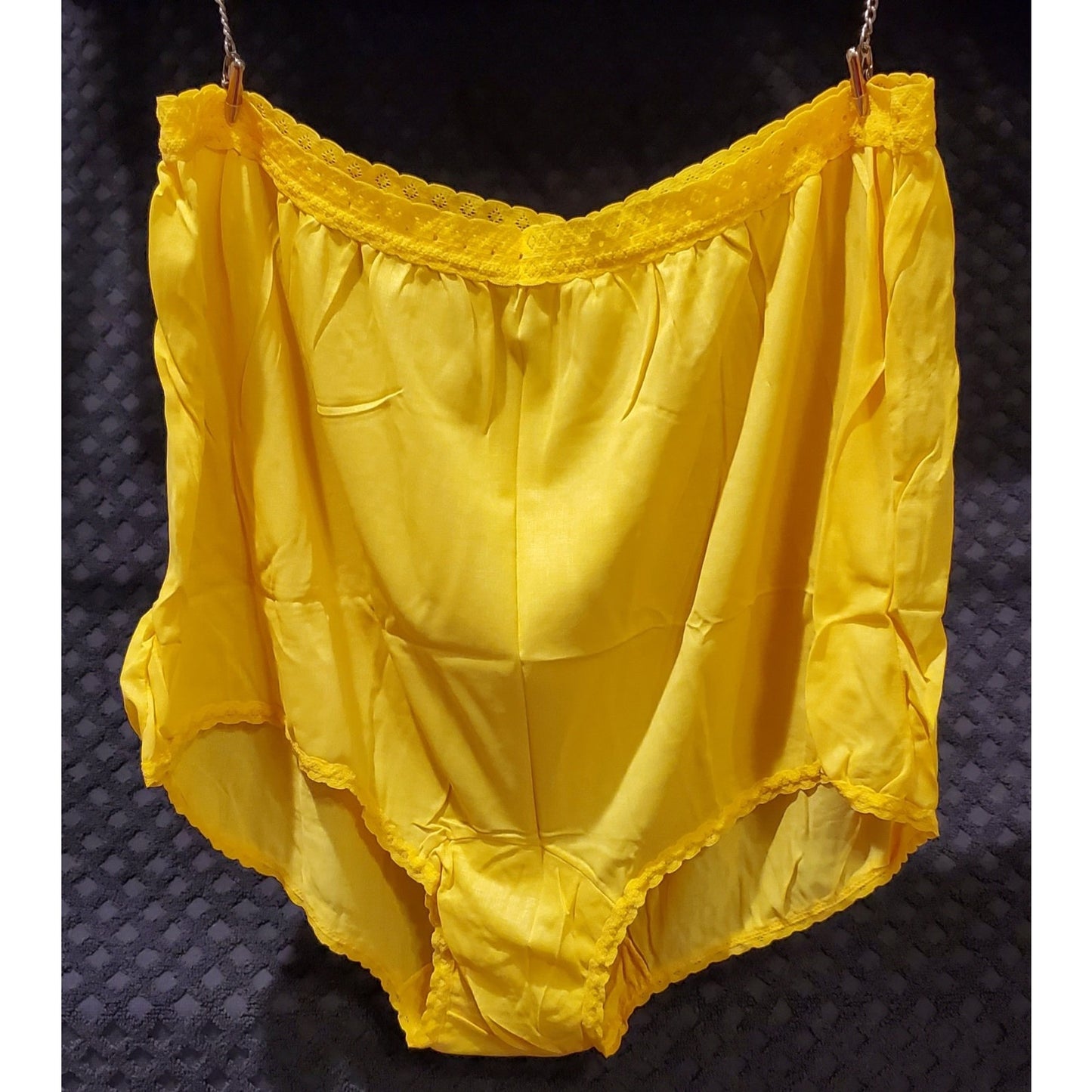 Carole Full-Cut Brief Panty Lace Trim Wide Gusset Gold Yellow 12/5XL