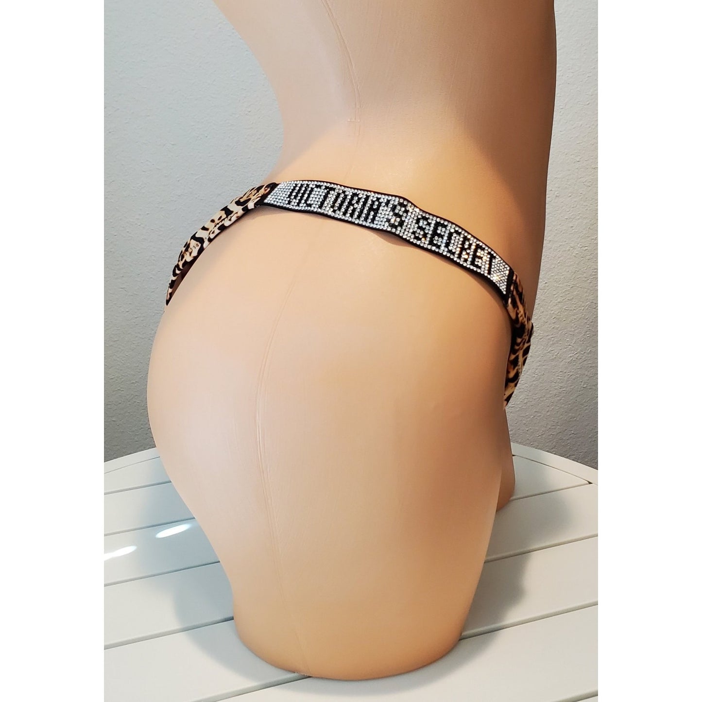 Victoria's Secret Swim Shine Brazilian Bikini Strap Leopard Print 8/XL