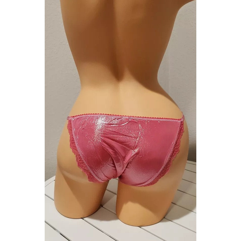 Victoria's Secret Dream Angels String Bikini Panty Shiny Lace Pink Gumdrop XS