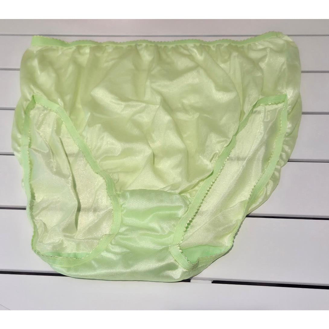 Shadowline 17842 Women's Hi Cut Panty Nylon Brief Full Coverage Lime Green