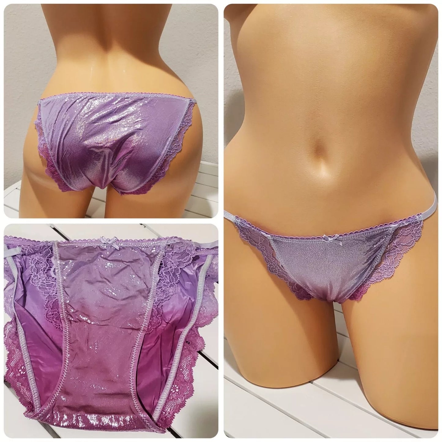 Victoria's Secret Dream Angels String Bikini Panty Shiny Ombre Purple Jam XS