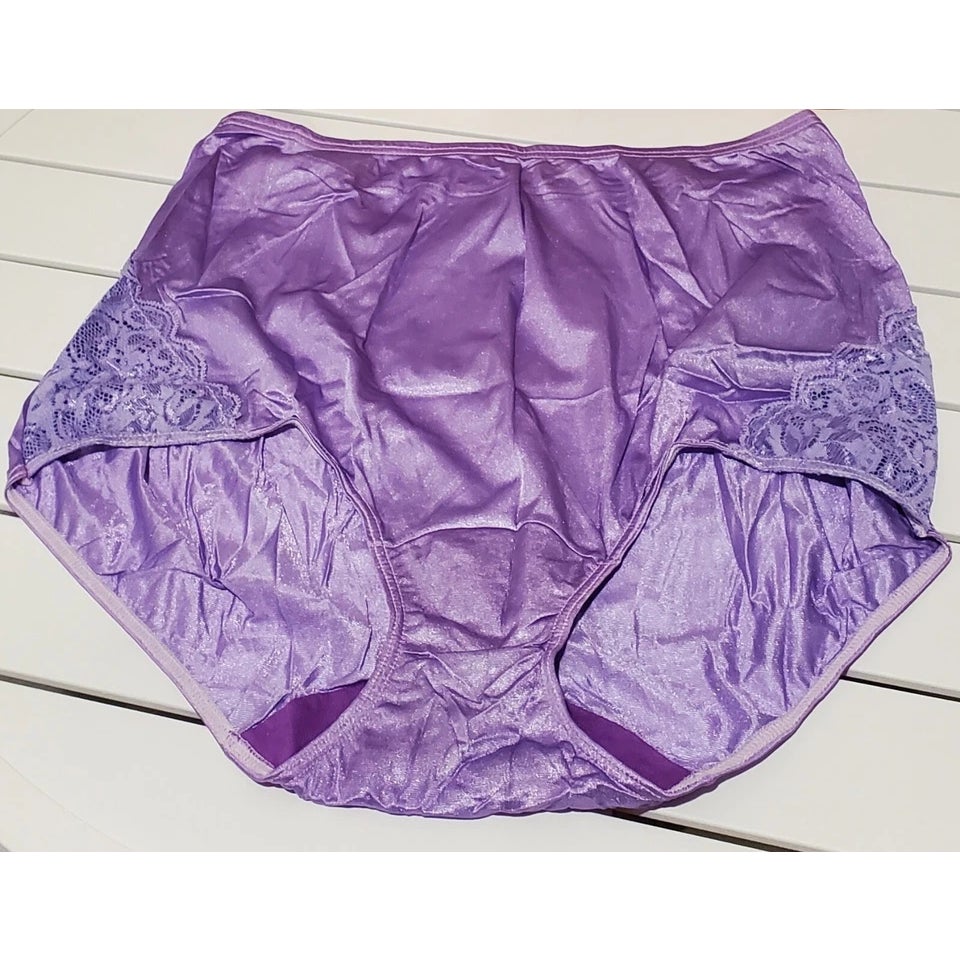 Shadowline 17082 Full Cut Brief Nylon Lace Full Cut Panty Electric Purple 7/L
