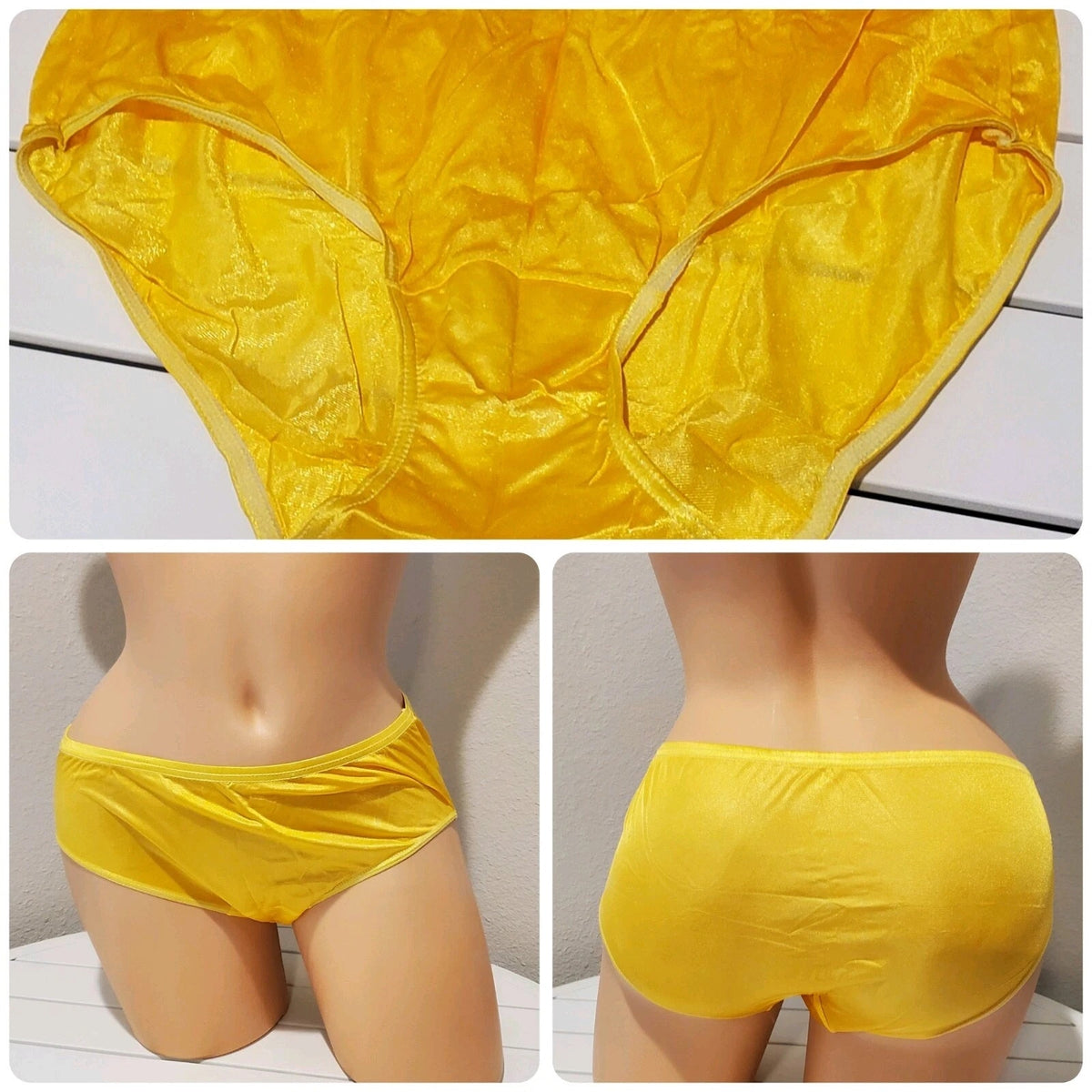 Shadowline 11032 Bikini Panty Shiny Nylon Full Cut Silky Tulip Yellow