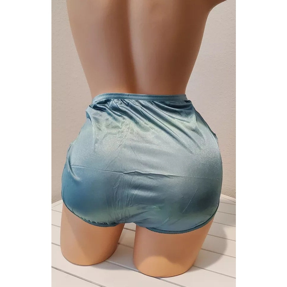 Vanity Fair Lace Nouveau Nylon Full Cut Panty Shiny Green On Green Rainbow Shift
