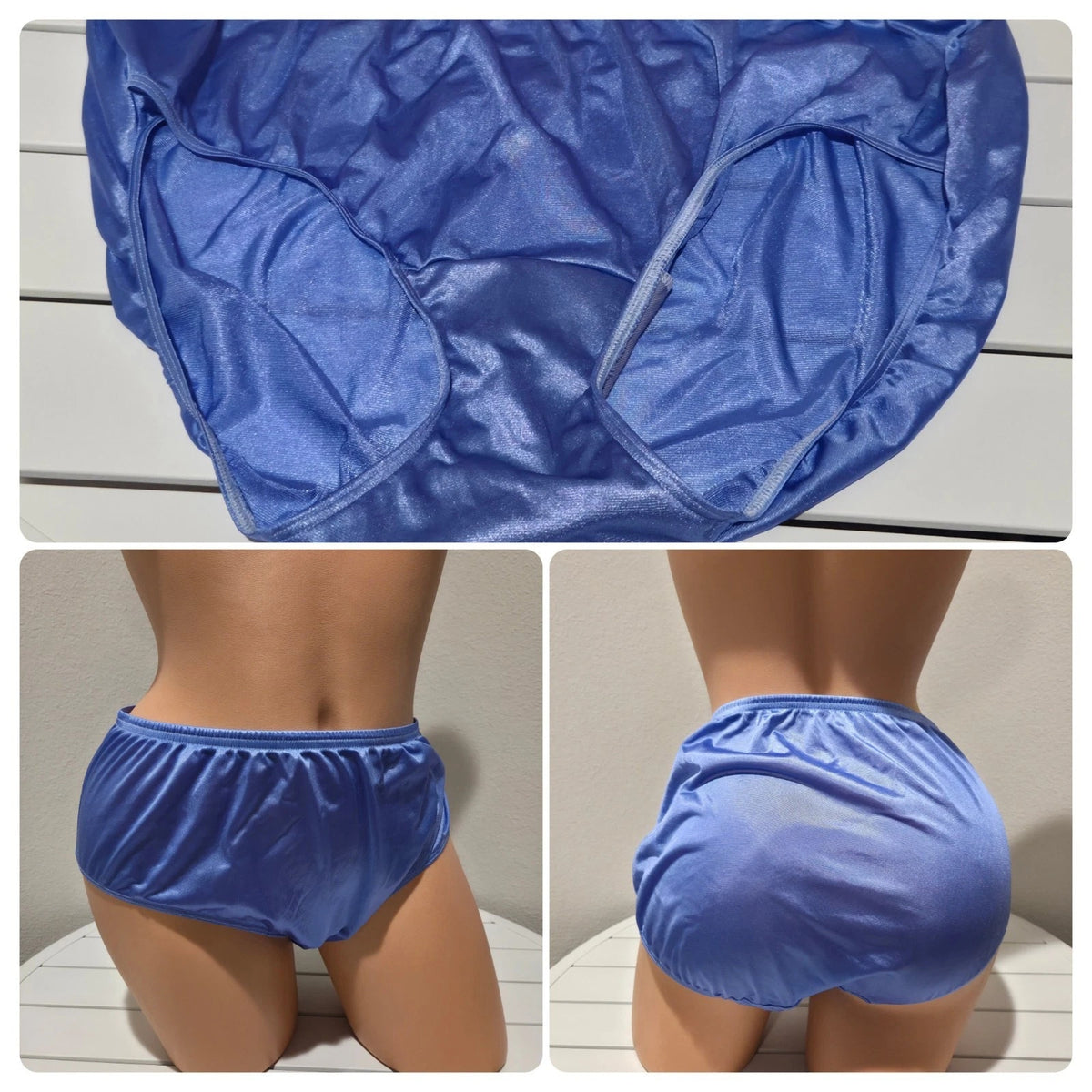 Shadowline 11032 Bikini Panty Shiny Nylon Full Cut Silky Maximum Blue