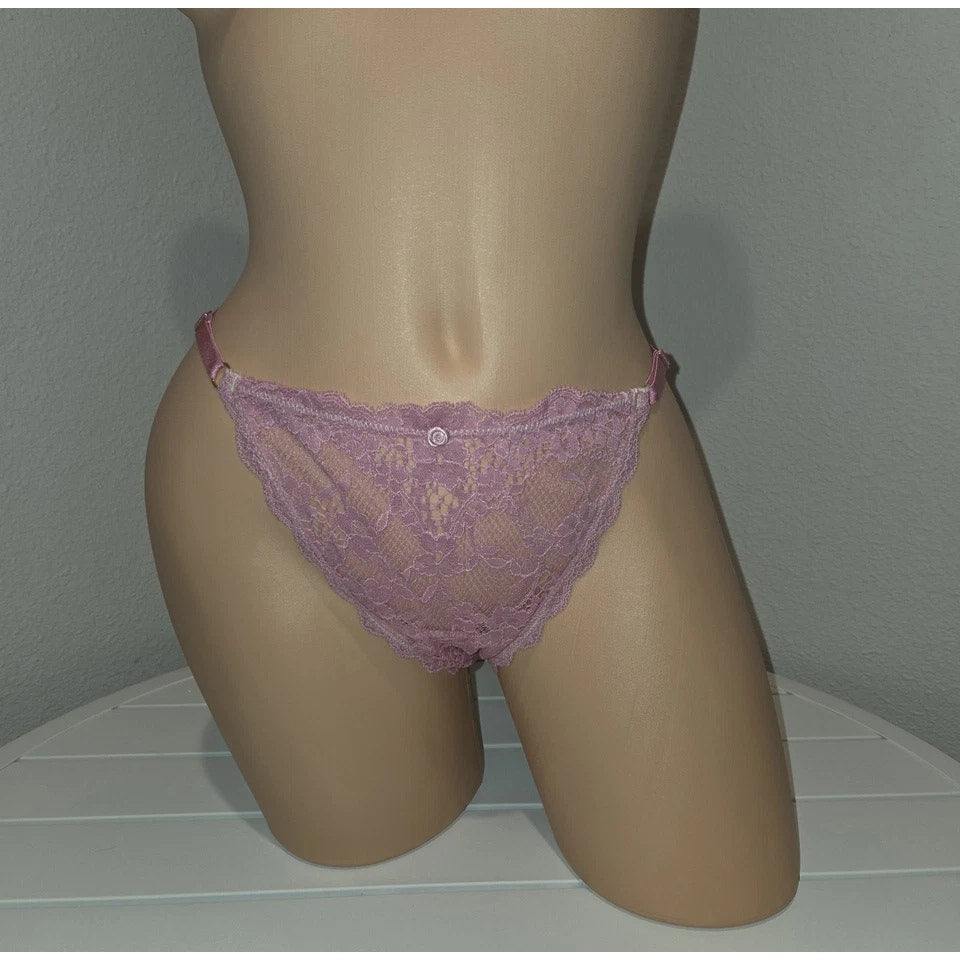 Victoria's Secret Dream Angels String Bikini Panty All Lace Heart Pink 8/XL