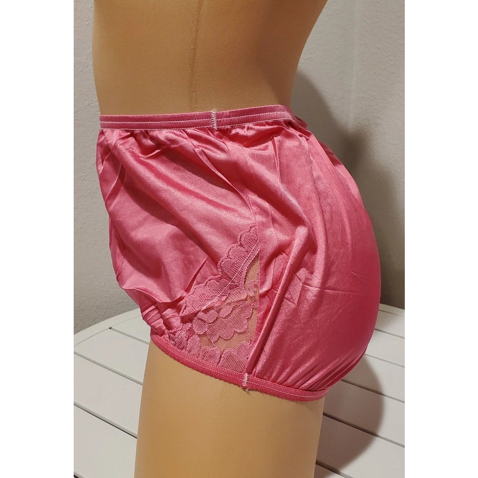 Vanity Fair Lace Nouveau Nylon Full Cut Panty Lace Shiny Fire Pink