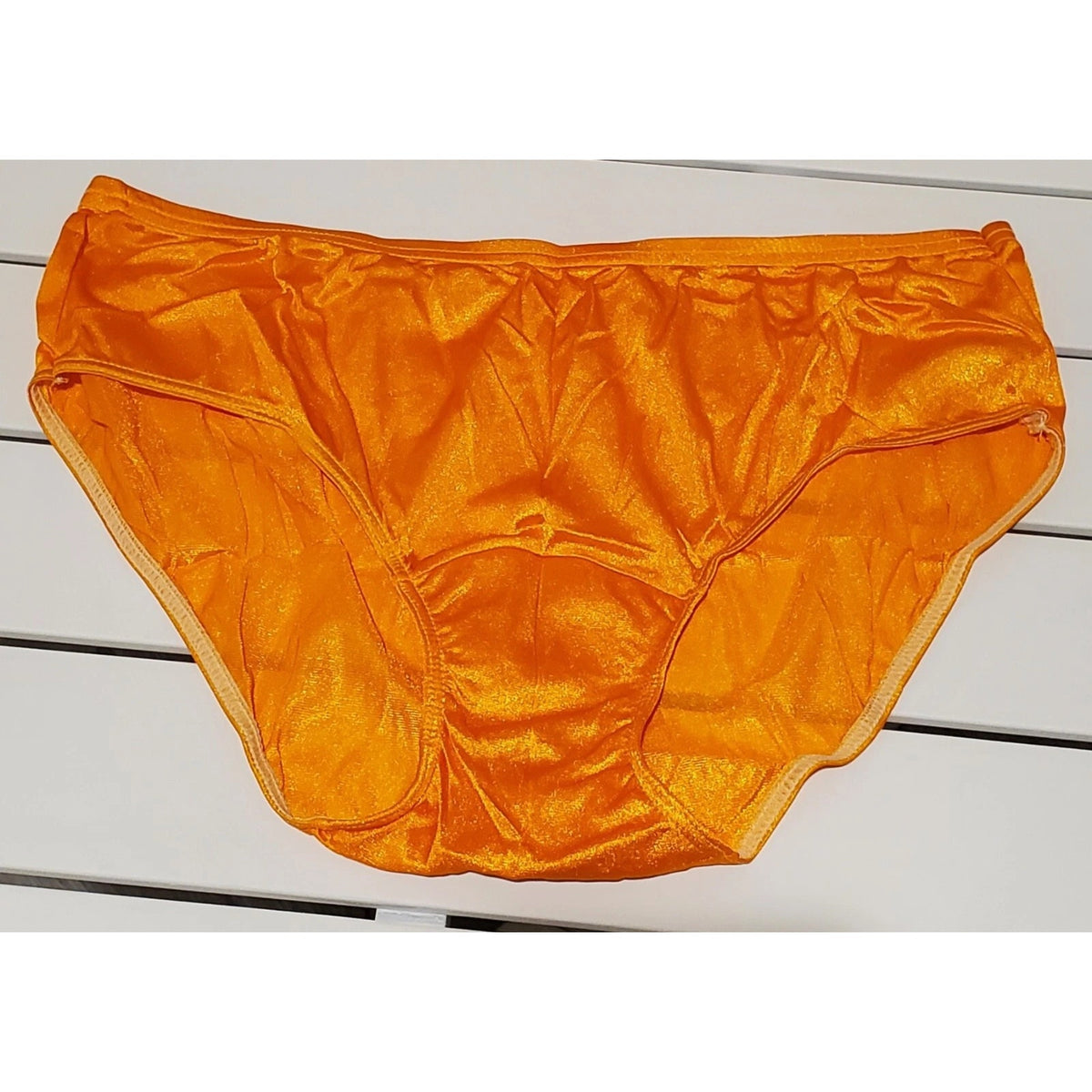 Shadowline 11032 Bikini Panty Shiny Nylon Full Cut Silky Orange Shock