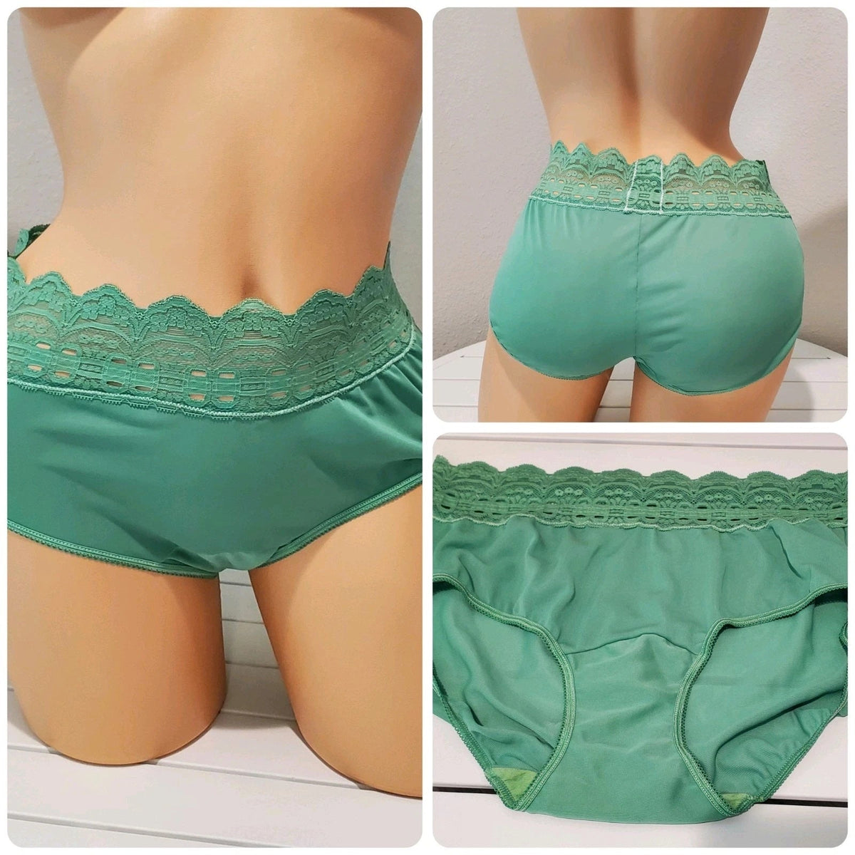 Olga Secret Hug Full Coverage Brief Panty Nylon Silky Irish Green