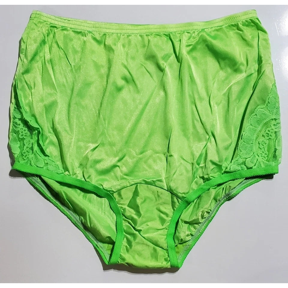 Vanity Fair Lace Nouveau Nylon Full Cut Panty Lace Shiny Lightsaber Green