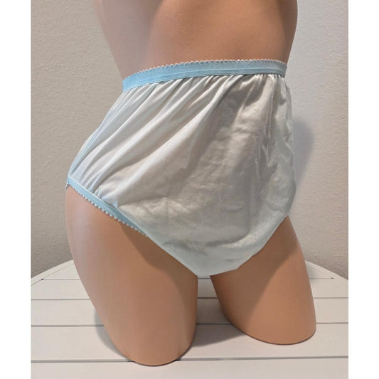 Shadowline 17842 Women's Hi Cut Panty Nylon Brief Full Coverage Powder Blue Star Vintage And More LLC