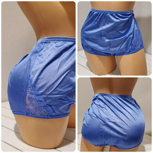 Vanity Fair Lace Nouveau Nylon Full Cut Panty Lace Shiny Egyptian Blue - Star Vintage & More Star Vintage And More LLC