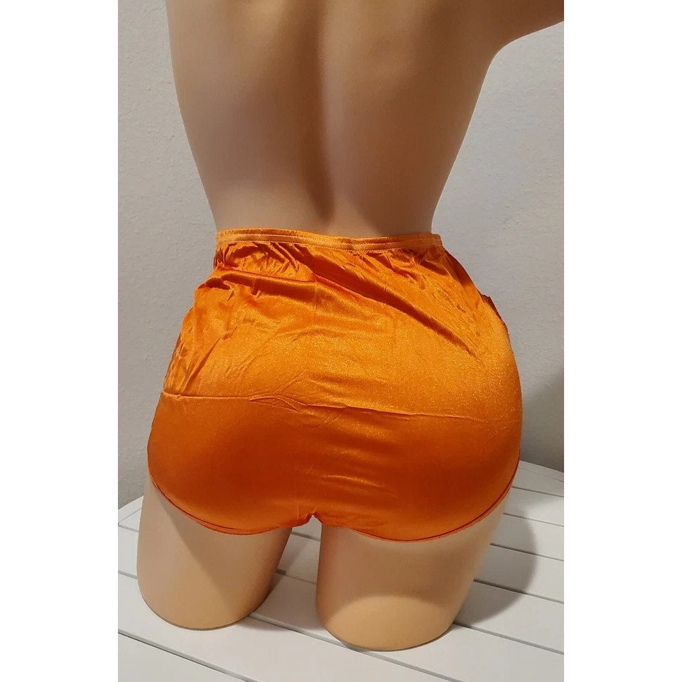 Vanity Fair Lace Nouveau Nylon Full Cut Panty Lace Shiny Orange Melon 6/M