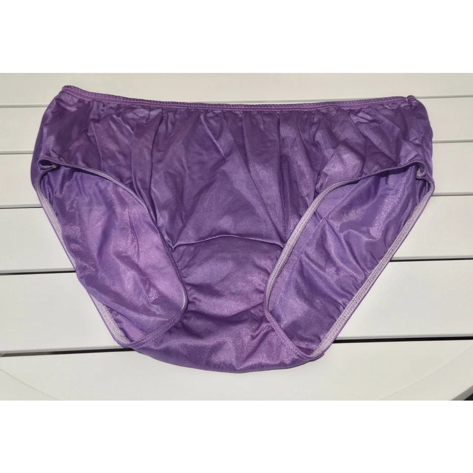 Shadowline 11032 Bikini Panty Shiny Nylon Full Cut Silky Plasma Purple 10/3XL