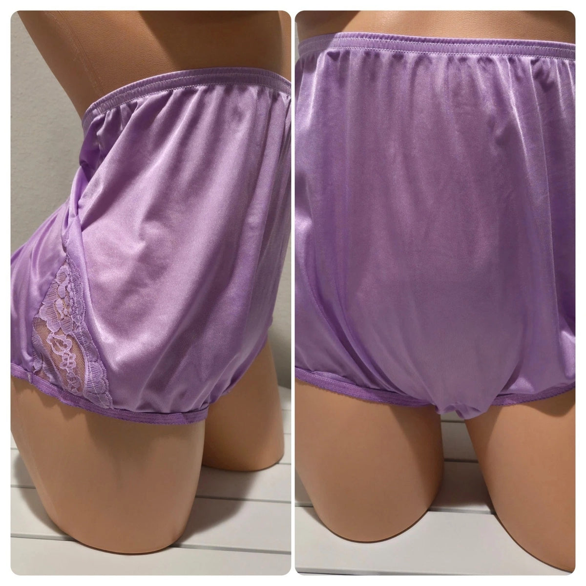 Vanity Fair Lace Nouveau Nylon Full Cut Panty Lace Shiny Purple Hype