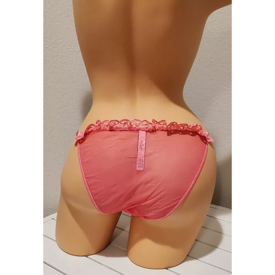 Victoria's Secret Dream Angels String Bikini Panty Sheer Ruffle Pink Gumdrop