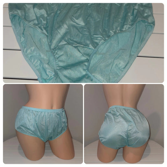 Shadowline 11032 Bikini Panty Shiny Nylon Full Cut Silky Lagoon Blue 10/3XL - Star Vintage & More Star Vintage And More LLC