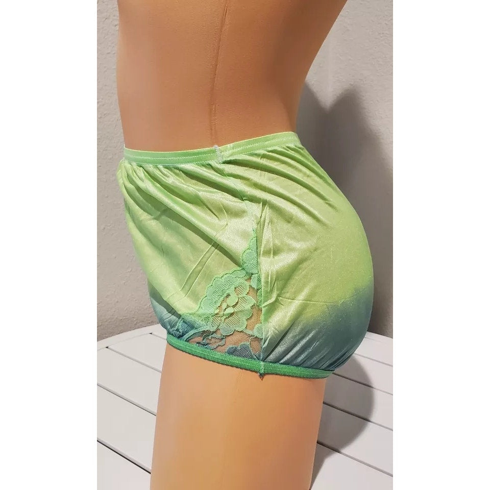 Vanity Fair Lace Nouveau Nylon Full Cut Panty Lace Shiny Ombre Green Abyss