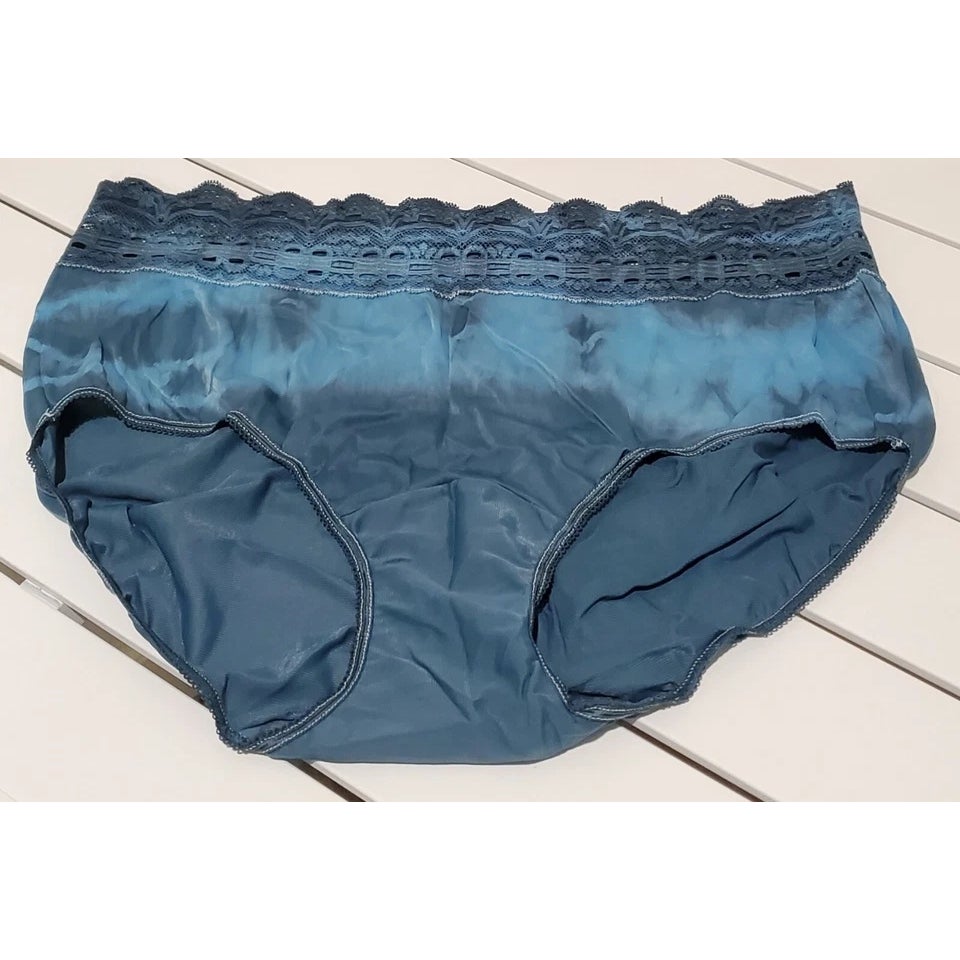 Olga Secret Hug Full Coverage Brief Panty Nylon Rainbow Shift Blue Vision 8/XL