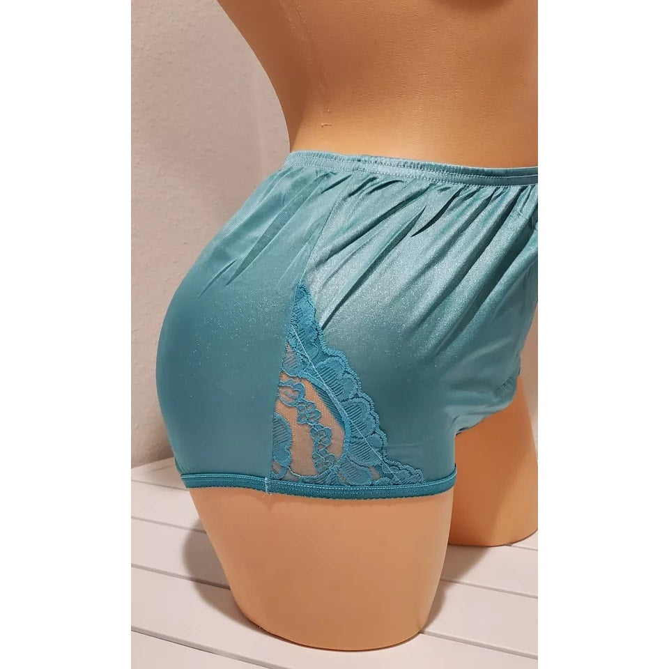 Vanity Fair Lace Nouveau Nylon Full Cut Panty Lace Shiny Ocean Wave Blue 8/XL