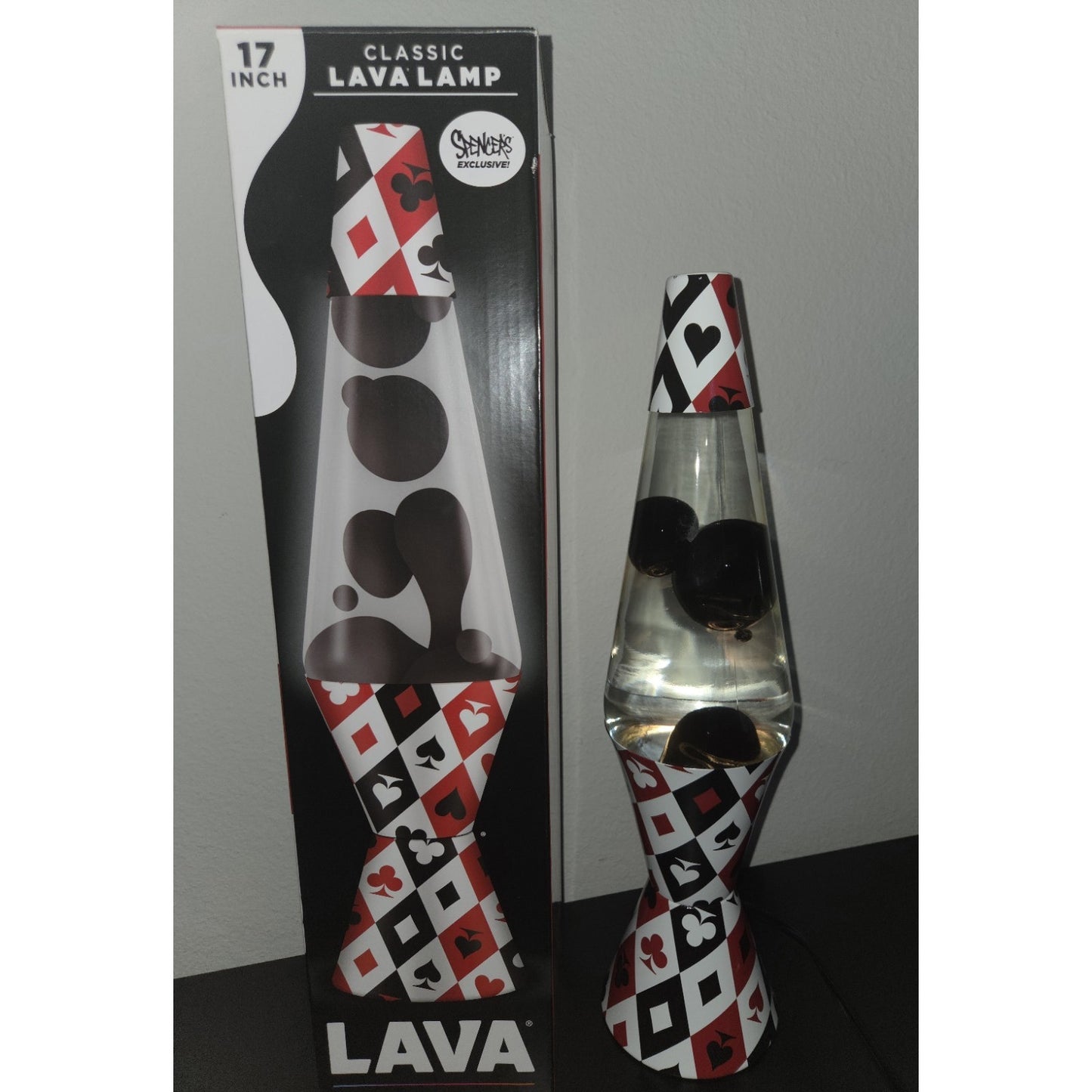 New Lava Lamp Highest Suit Playing Card 17" Black Wax 32 Oz Casino Poker Rare