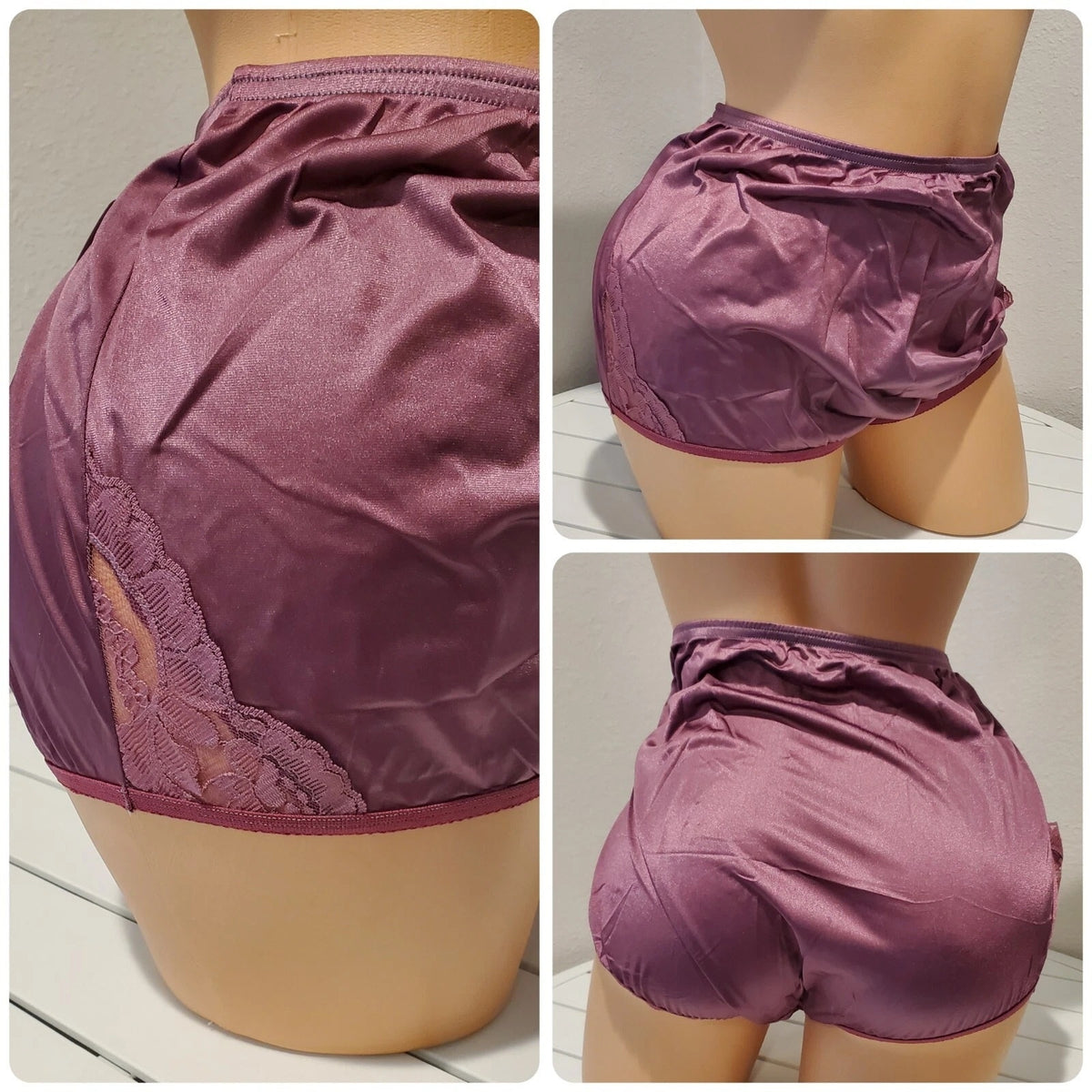 Vanity Fair Lace Nouveau Nylon Full Cut Panty Lace Shiny Purple Night 8/XL
