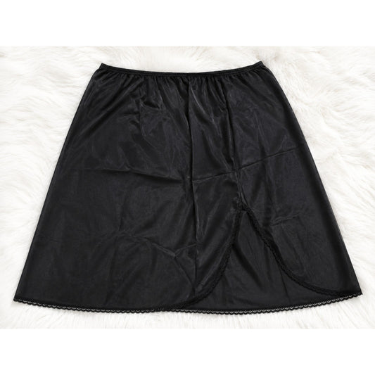Cabernet Vintage Nylon Half Slip Knee Length Lace Trim Black Women's L Star Vintage And More LLC