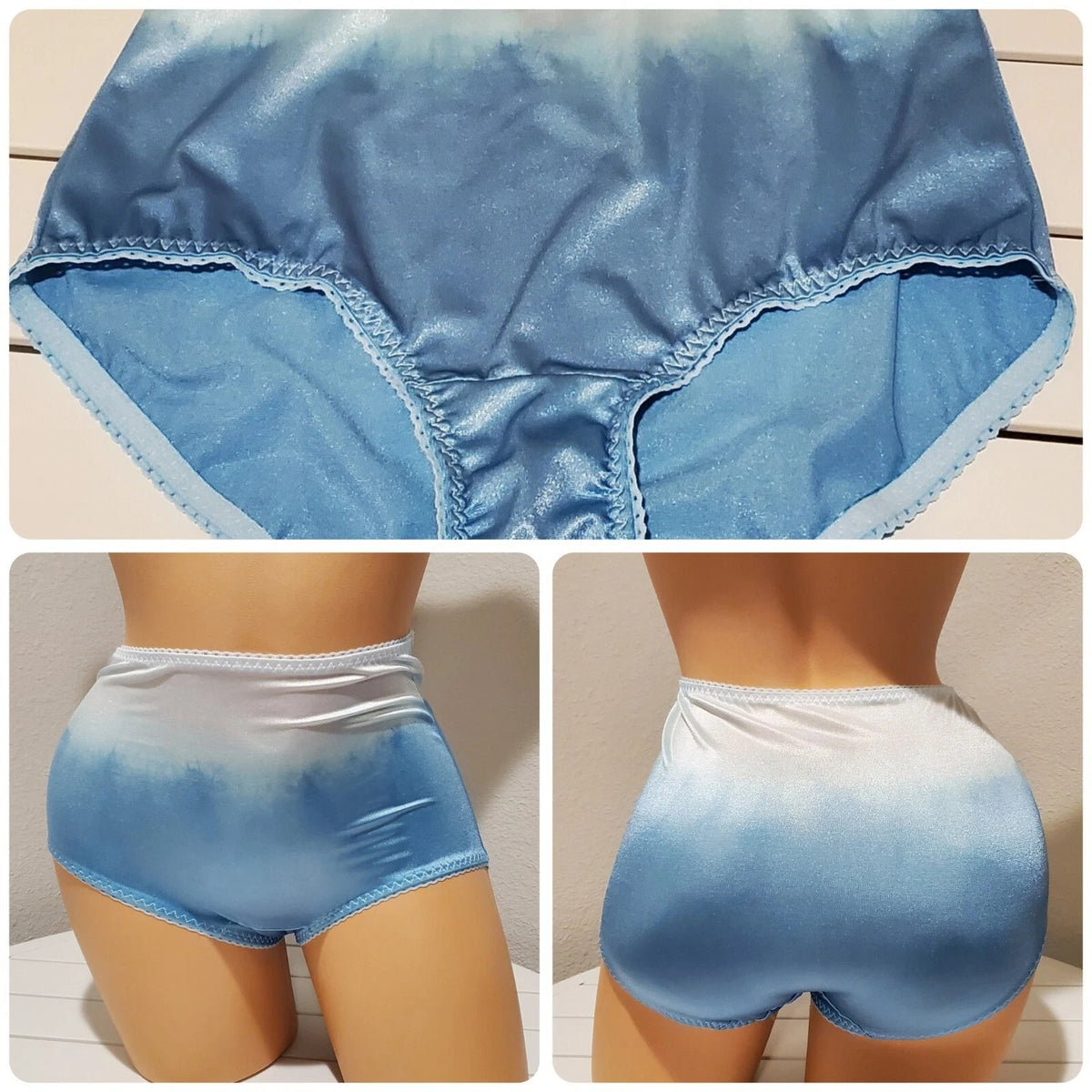 Vanity Fair 40301 Full Coverage Brief Panty Shiny Nylon Blue Sunset Static