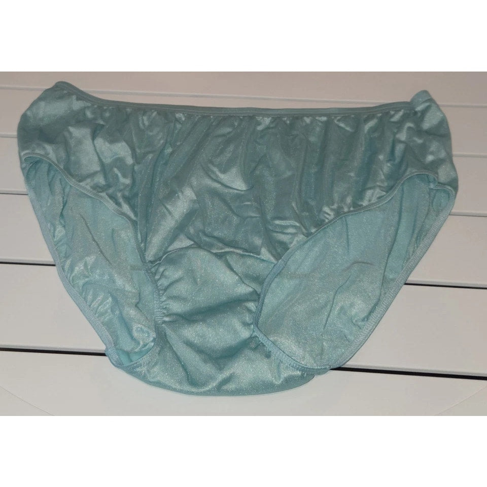 Shadowline 11032 Bikini Panty Shiny Nylon Full Cut Silky Lagoon Blue 10/3XL