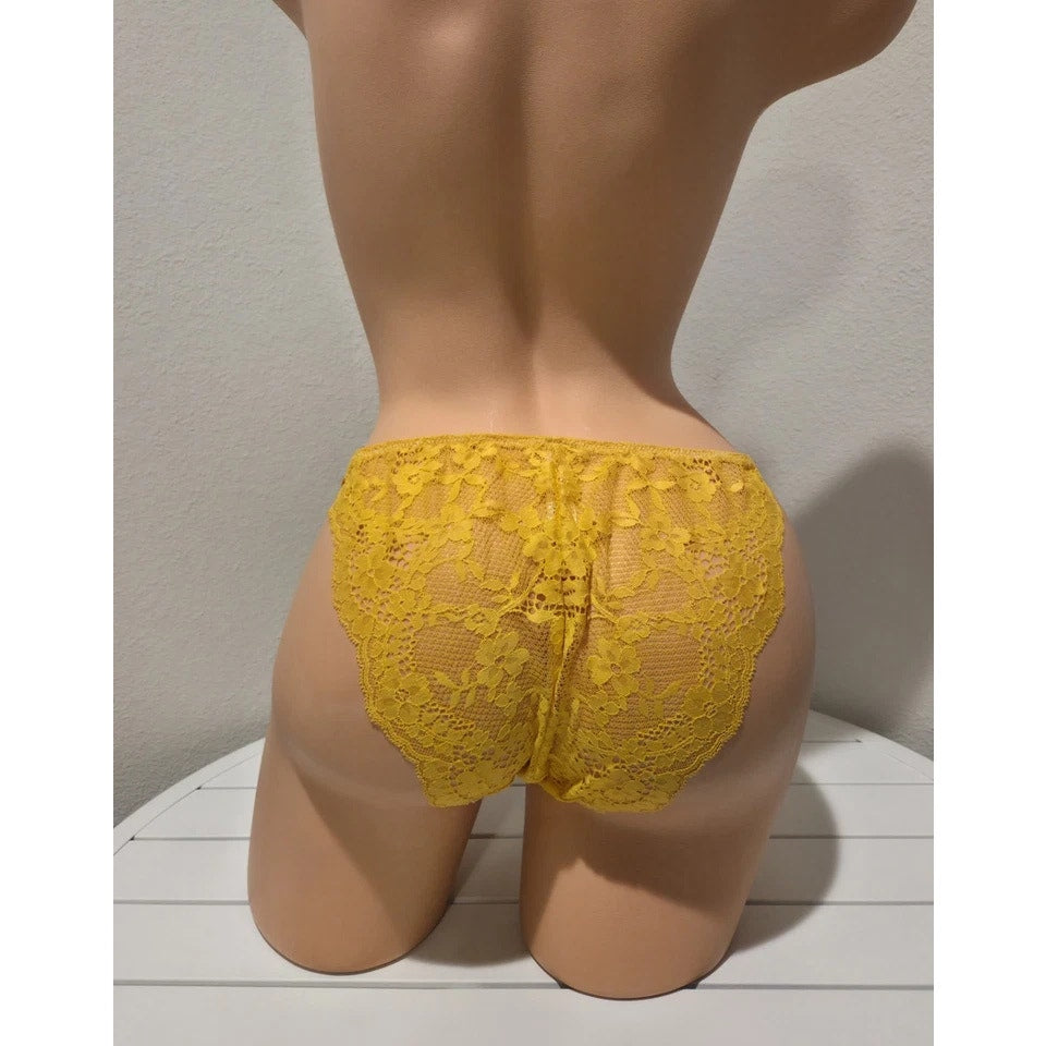Victoria's Secret Dream Angels String Bikini Panty All Lace Sun Goddess Yellow 8