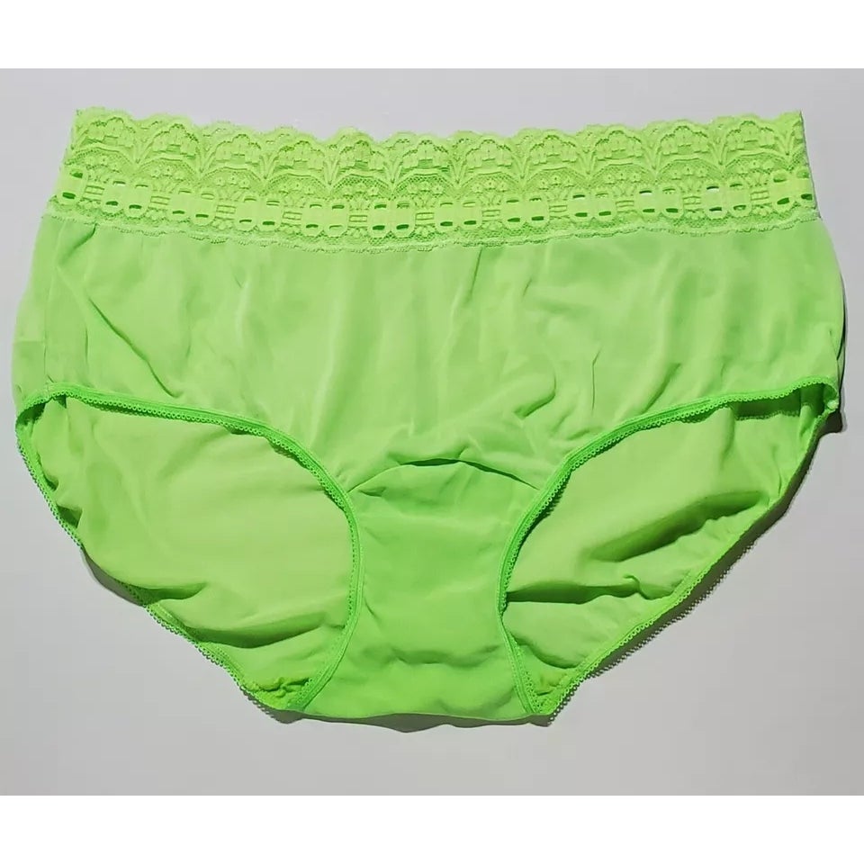 Olga Secret Hug Full Coverage Brief Panty Nylon Silky Citron Green