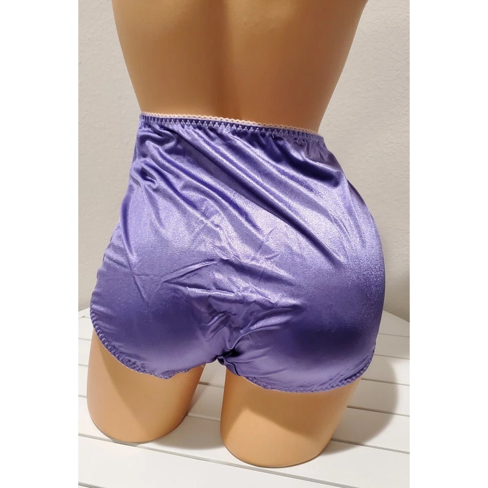 Vanity Fair 40301 Full Coverage Brief Panty Nylon Jasmine Purple Pink Trim 10