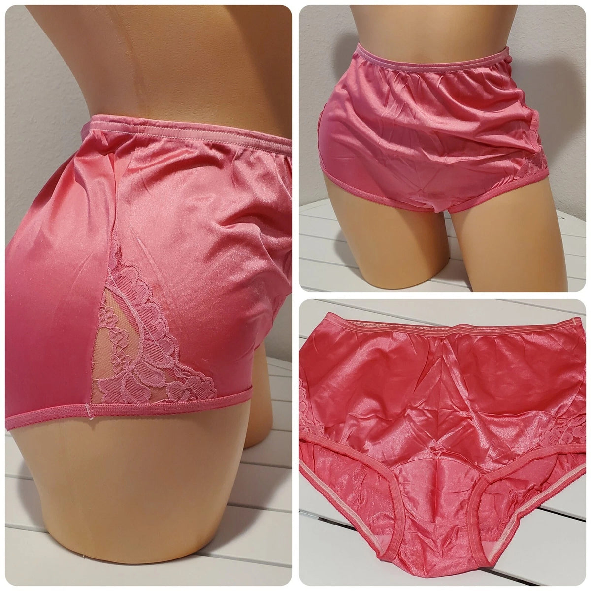 Vanity Fair Lace Nouveau Nylon Full Cut Panty Lace Shiny Azalea Pink 9/2XL