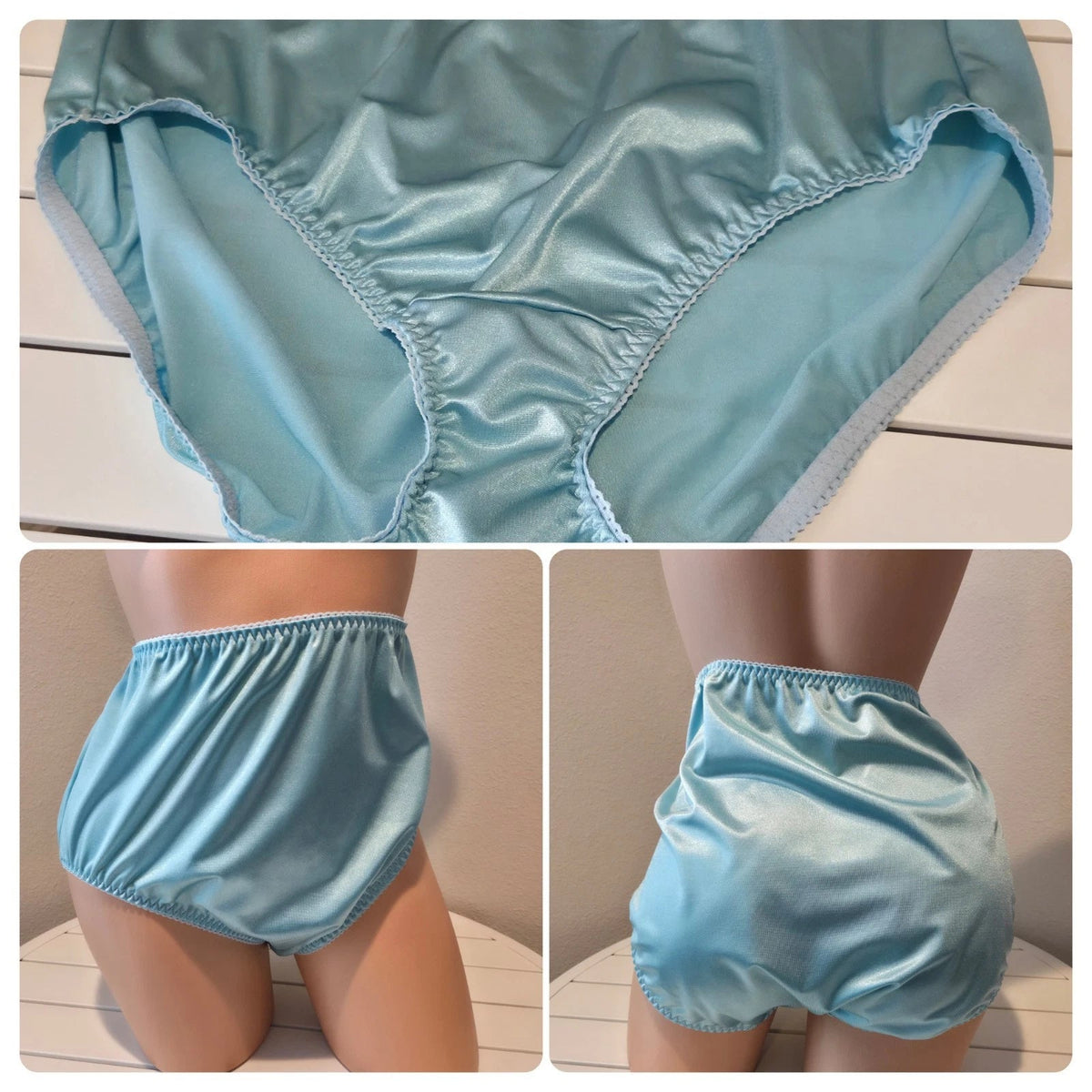 Vanity Fair 40301 Full Coverage Brief Panty Shiny Nylon Seabreeze Blue 12/5XL