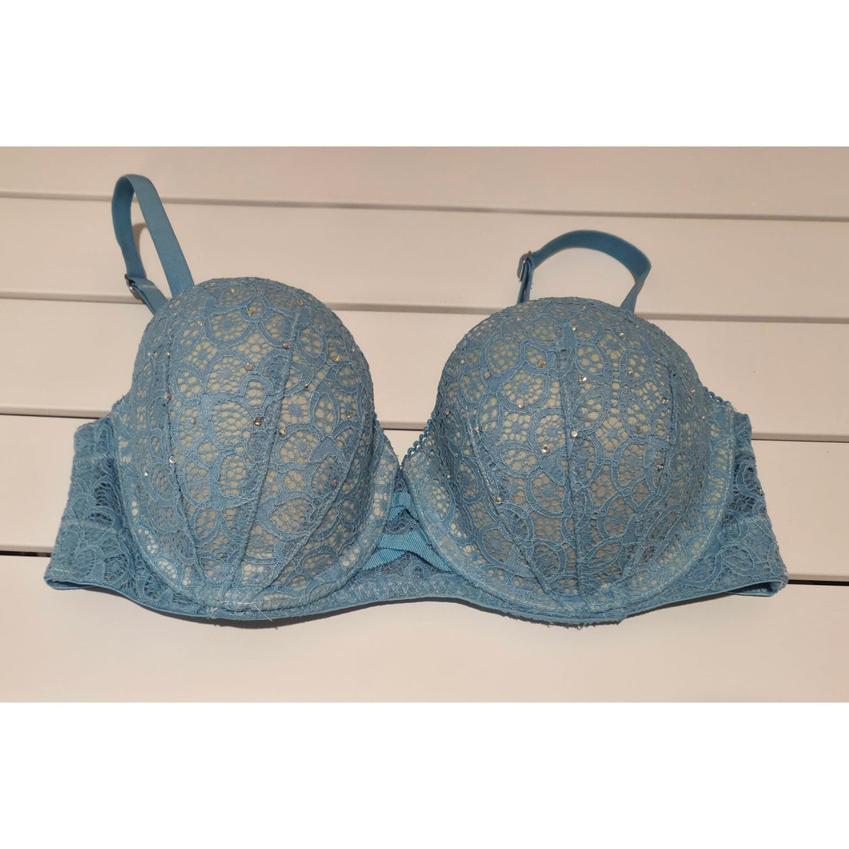 Victoria's Secret Dream Angels Multiway Bra 32C Sky Blue Rhinestone Rare Color