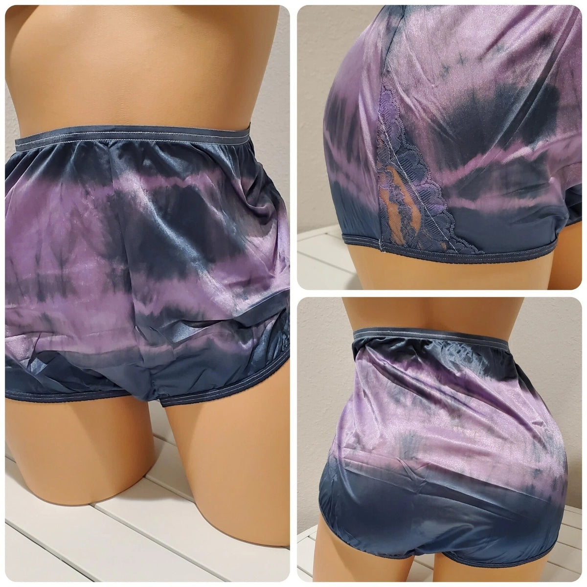 Vanity Fair Lace Nouveau Nylon Full Cut Panty Rainbow Shift Purple Spook 8/XL