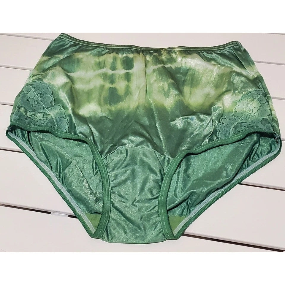 Vanity Fair Lace Nouveau Nylon Full Cut Panty Mint Green On Green Rainbow 5/S