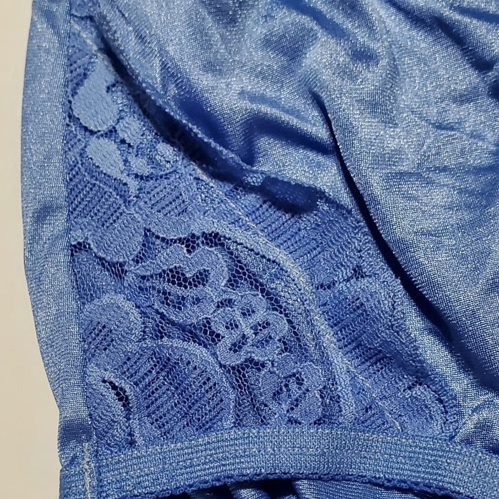 Vanity Fair Lace Nouveau Nylon Full Cut Panty Lace Shiny Royal Blue 7/L